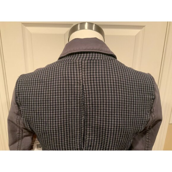 Hei Hei Anthropologie Gray Double Button Blazer W/ Plaid Rear Panel, Size 2 (US) - Picture 8 of 10